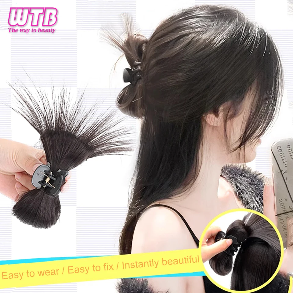 WTB-Perruque chignon synthétique, queue de cheval haute, demi-noué, vent paresseux, jetable