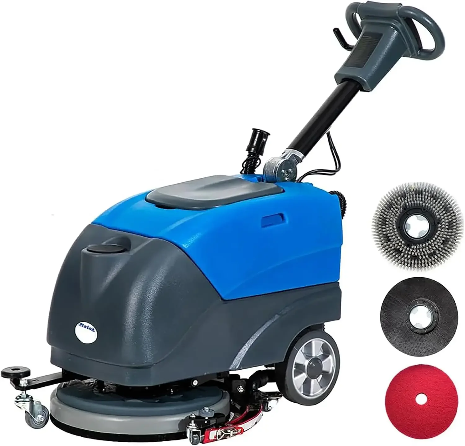 Emotor 15'' Foldable Walk Behind Floor Scrubber Machine Hand Push Scrubber Machine for Industrial Commercial Use (Blue)