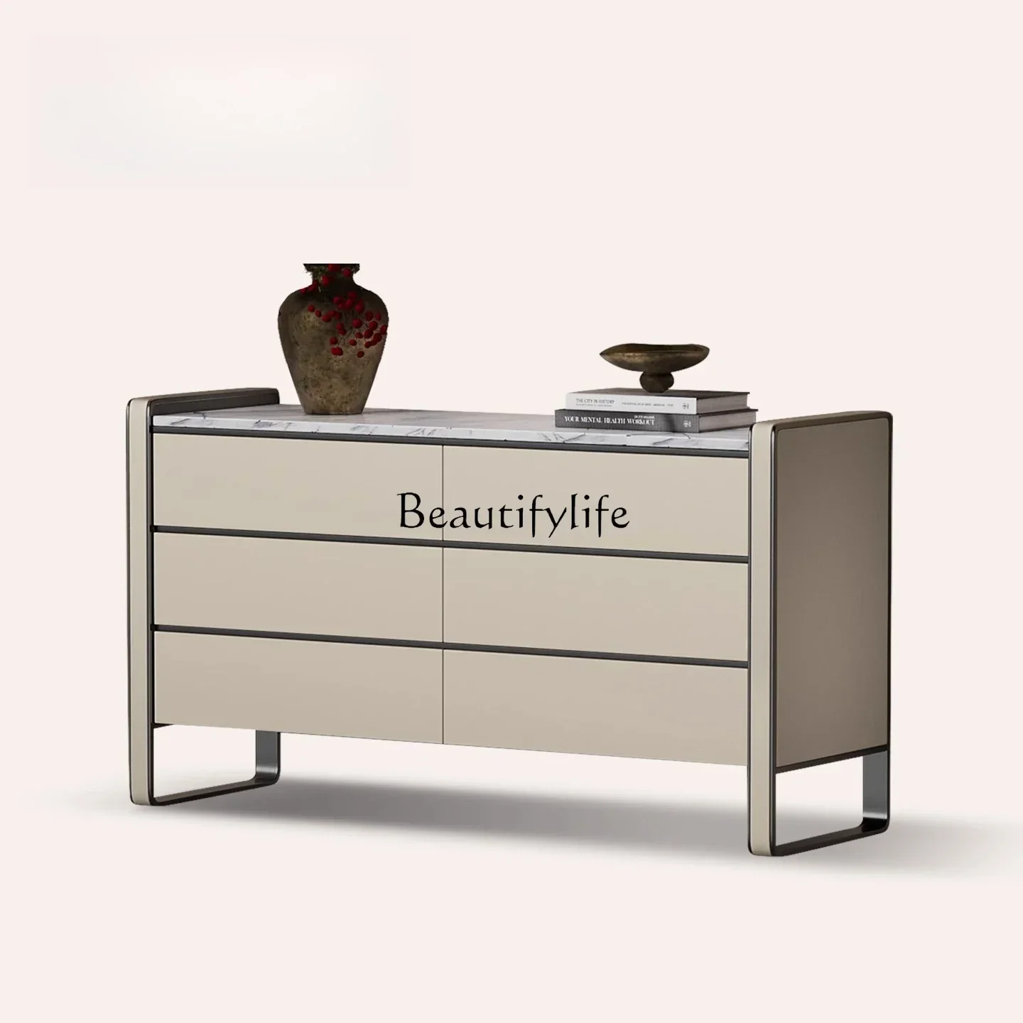 

04ld14Italian Minimalist Storage Cabinet Modern Simple Light Luxury High-End Solid Wood Wall-Mounted Storage Cabinet