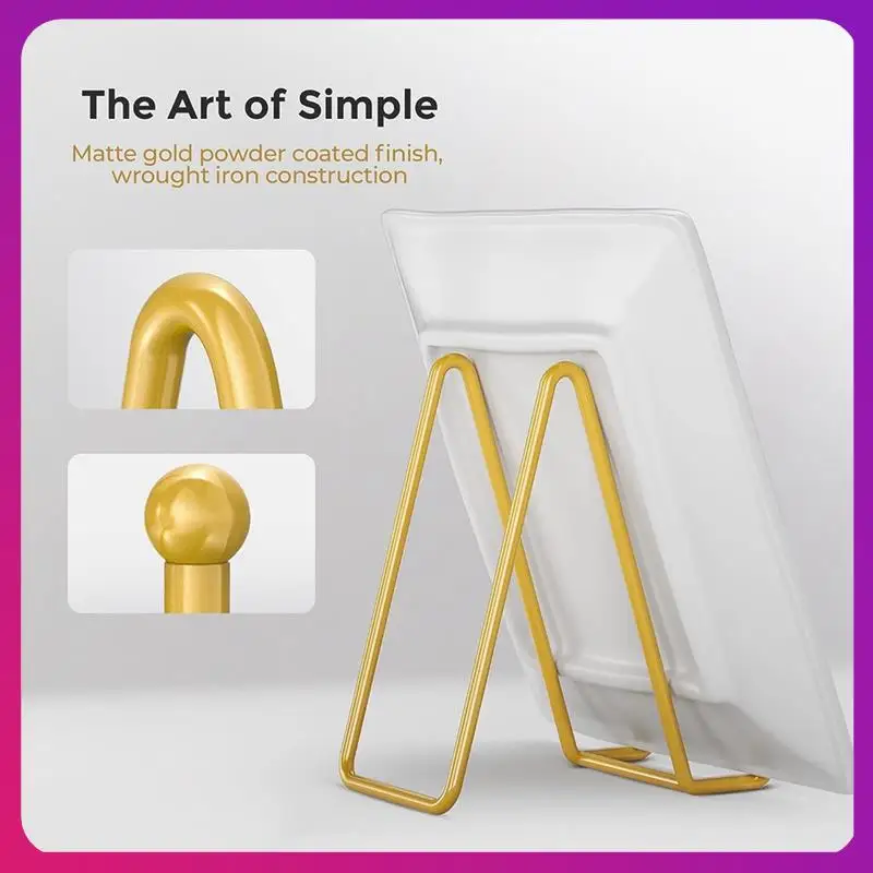 

ABKL-Plate Stands For Display - 6 Inch Plate Holder Display Stand + Metal Frame Holder Stand For Decorative Plate,Photo Easel