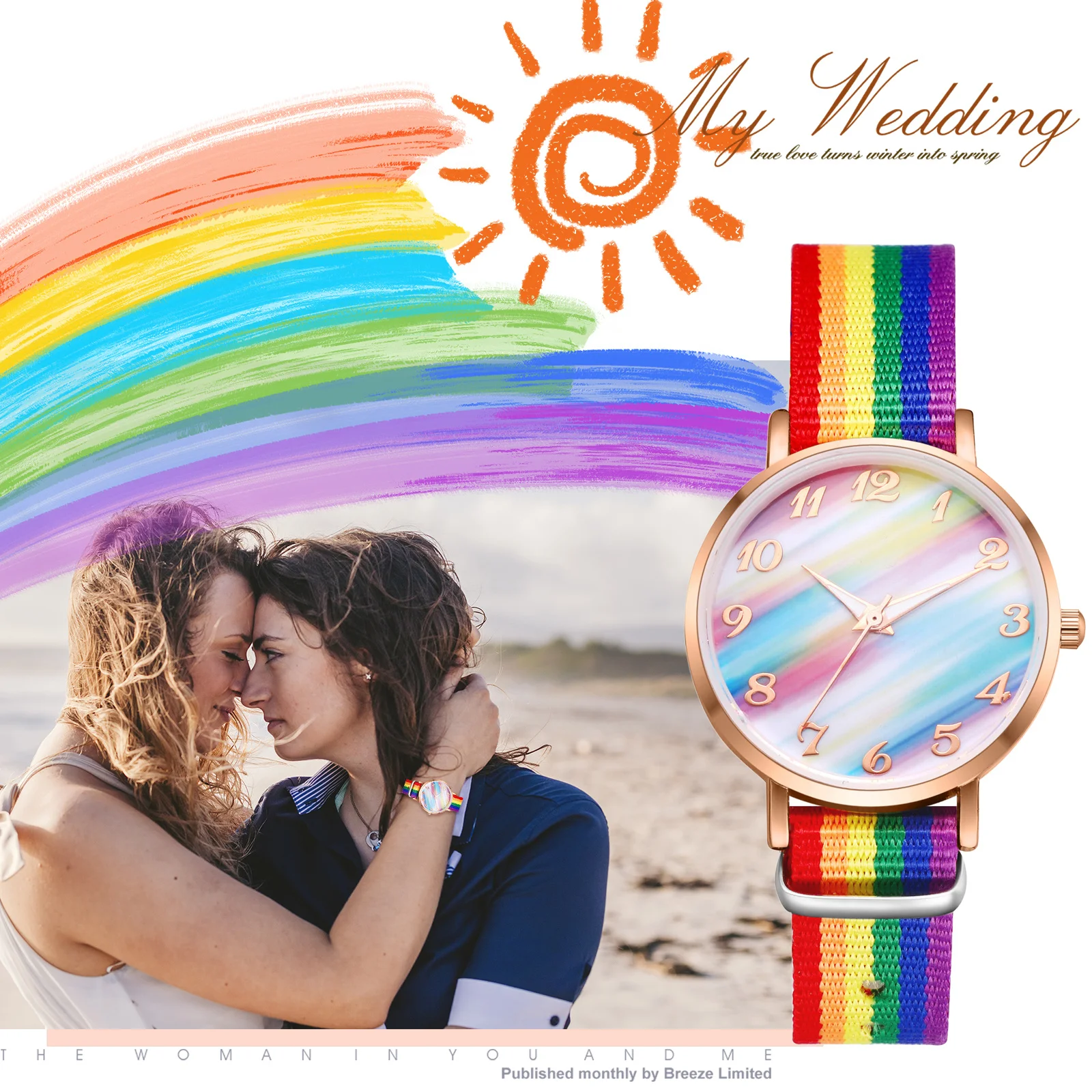 Lancardo modna tęcza kolorowy damski zegarek dziewczęcy nylonowy skórzany pasek kolorowy kwarcowy zegarek damski zegar prezent dla studenta Reloj