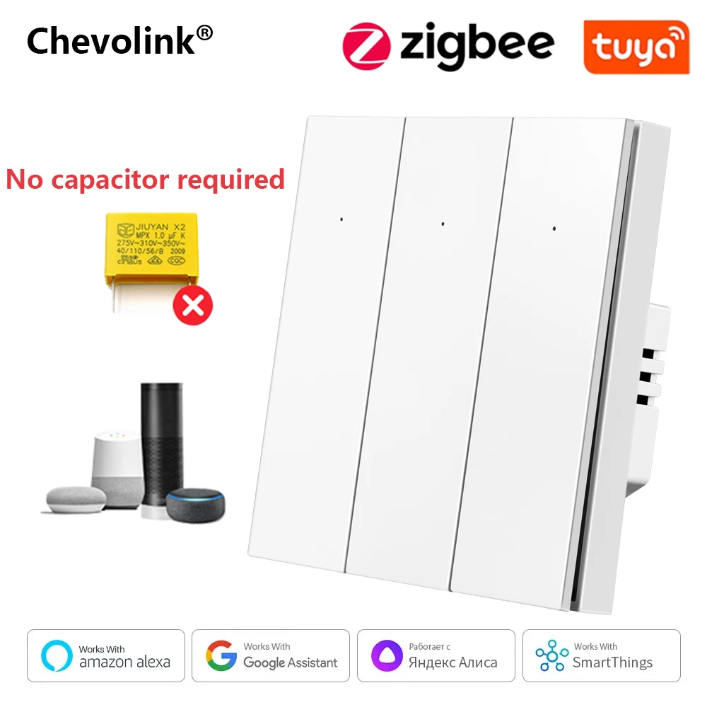 

Zigbee Smart Light Switch No Neutral Wire No Capacitor Needed Tuya Smart Life APP ZigBee Gateway Hub Support Alexa Google Home