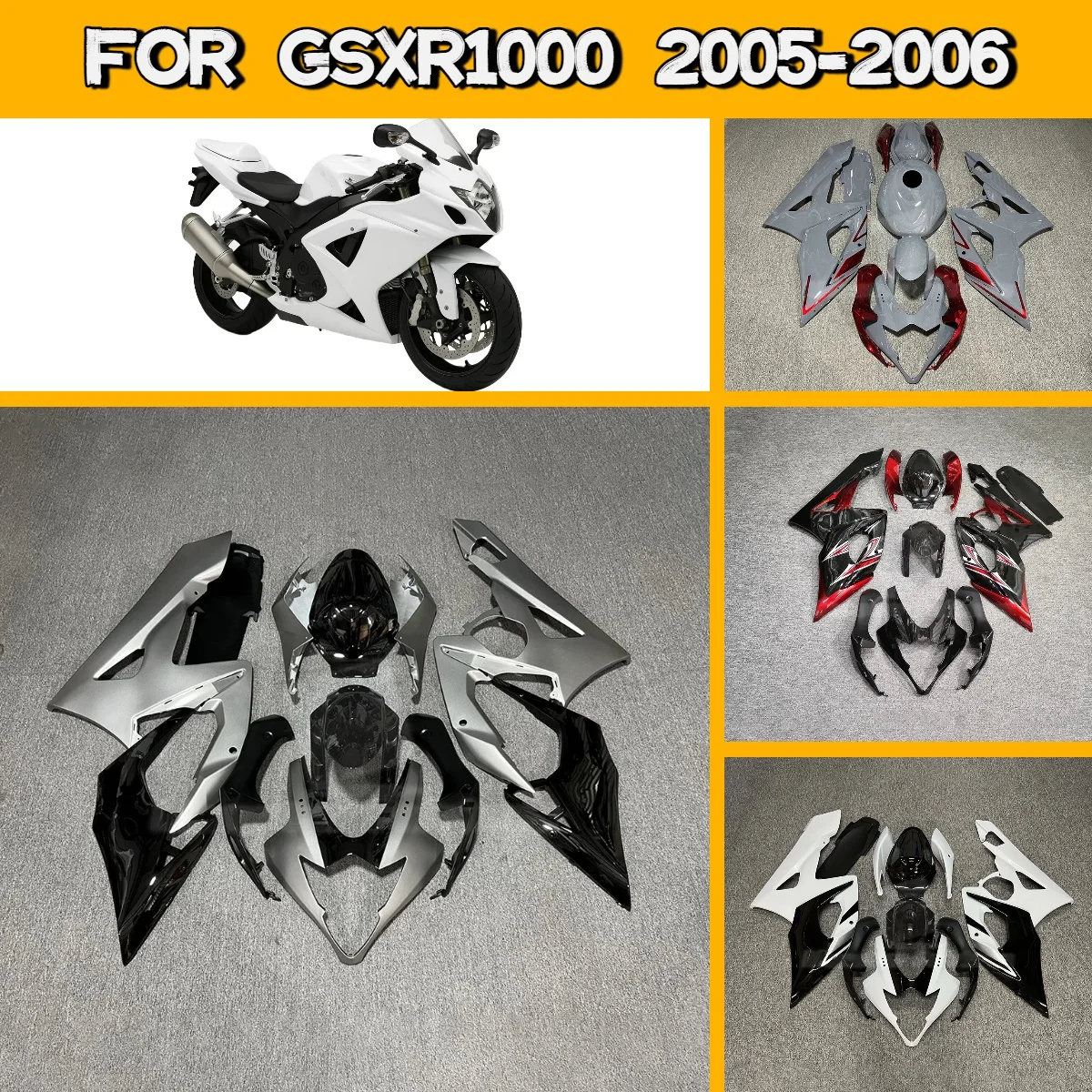 

Высококачественный комплект обтекателей для мотоцикла Suzuki GSXR1000 2005-2006 годов выпуска, полностью инжекторный, с полным комплектом обшивки кузова