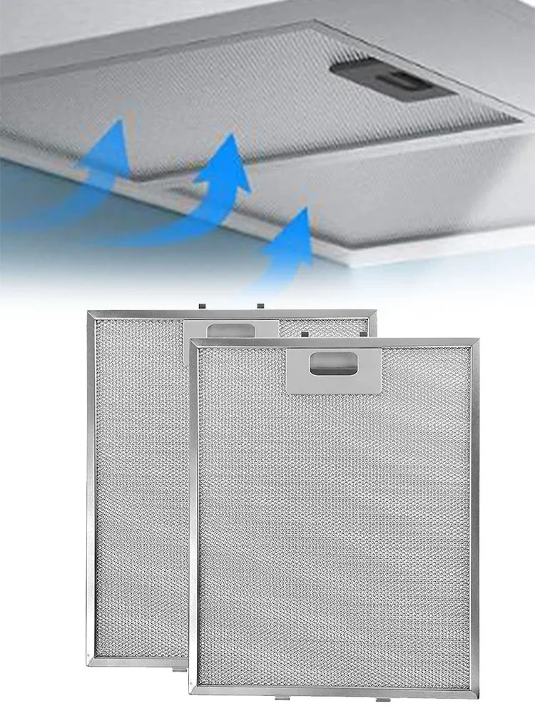 

2 шт. 32 x 26 см металлические сетчатые фильтры для вытяжки, жироулавливающие, для кухонных вытяжек, защита от жира и масла