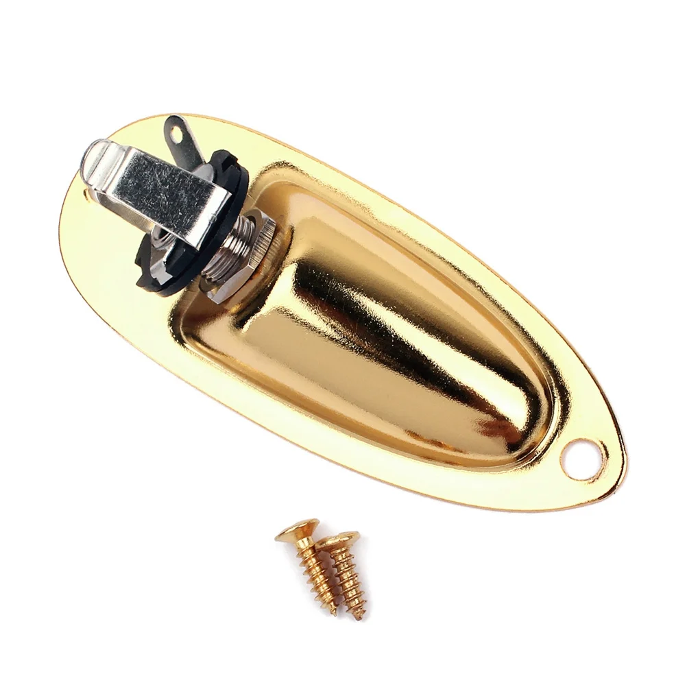 

635Mm Guitar Jack Plug Socket Pickup Output Input with Indented Plate Screws for Electric Guitar Bass Golden Long-Lasting