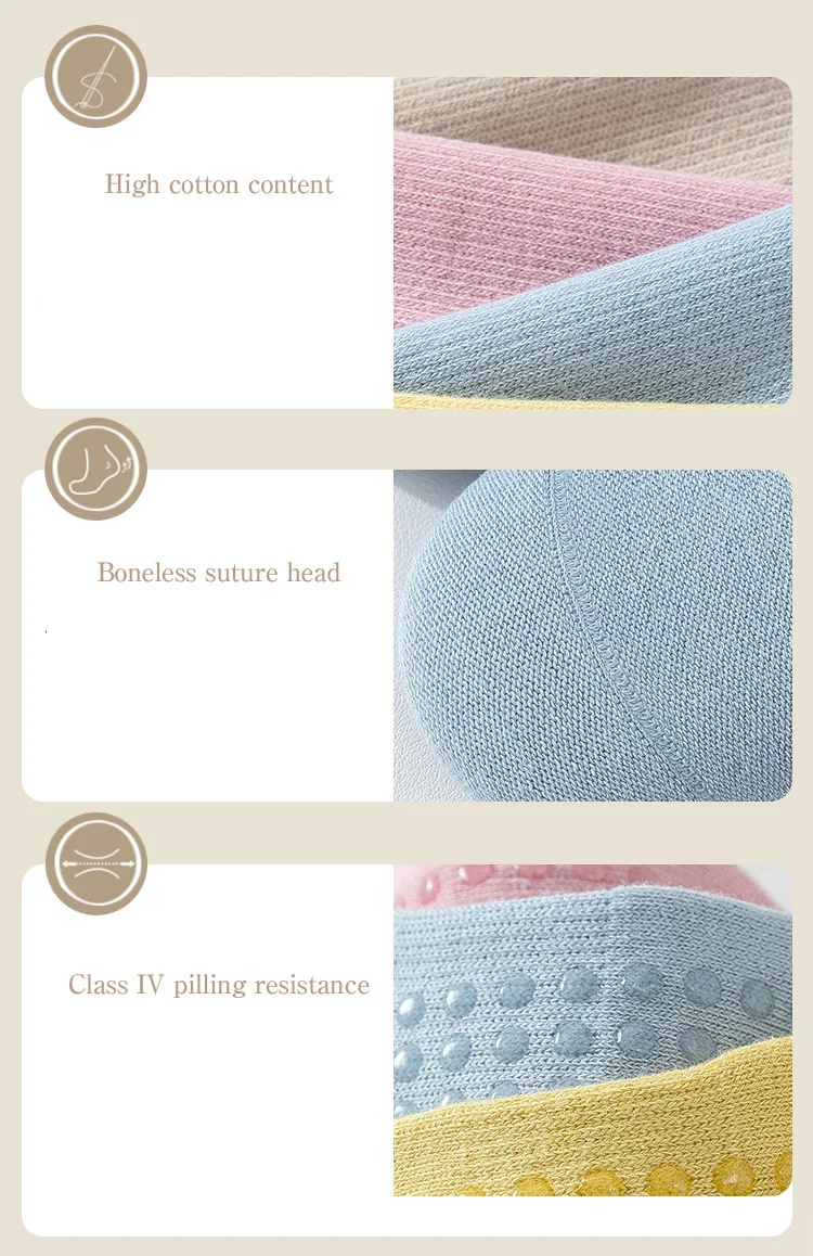 3 Paar Yoga-Socken für Damen, aus reiner Baumwolle, knöchelhoch, einfarbig, mit rutschfester Sohle, ideal für Pilates, mit Rüschen, atmungsaktiv, für Sport, Fitness und zum Tragen auf dem Boden. – Detail 3