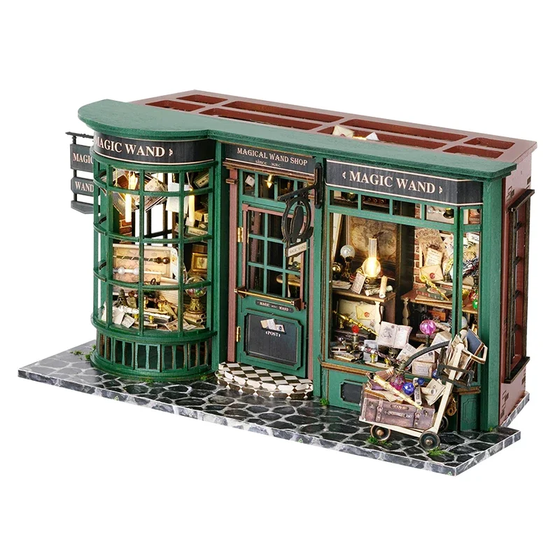 Miniature Dollhouse Kit,Magic House Wand Shop, Casa Home,Wooden Doll House with Accessories and Furniture, Christmas Gift