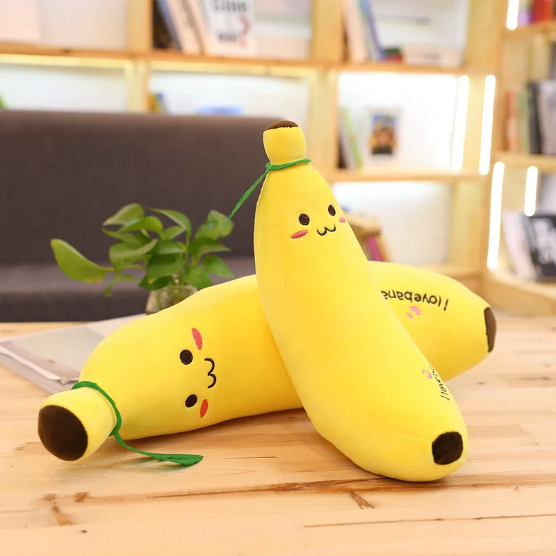 Jouet en peluche banane de dessin animé 35-120CM, oreiller en forme de banane, super doux, jouets pour enfants, décoration de la maison pour bébés, cadeau de Noël