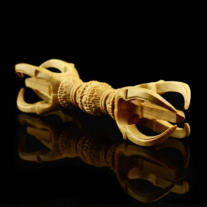 Boxwood Wood Carved Magic Vajra Statue Decor Figurines Craft Mascot Home Decoration Ornament