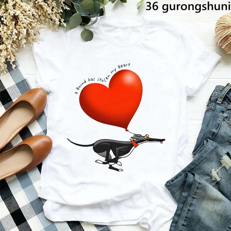 A Hound ha rubato il mio cuore stampa grafica Tshirt donna divertente cane amore T Shirt Femme Harajuku Kawaii vestiti estate moda top