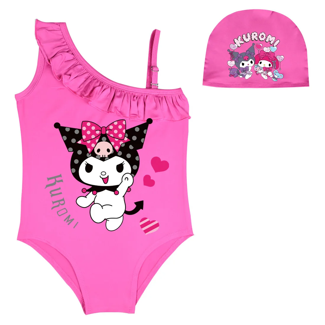 MINISO  Kuromi  Toddler Baby Swimsuit One-piece Suit Kids Girls Swimming Outfit Children Cute Swimwear Bathing Suit Girl Gifts