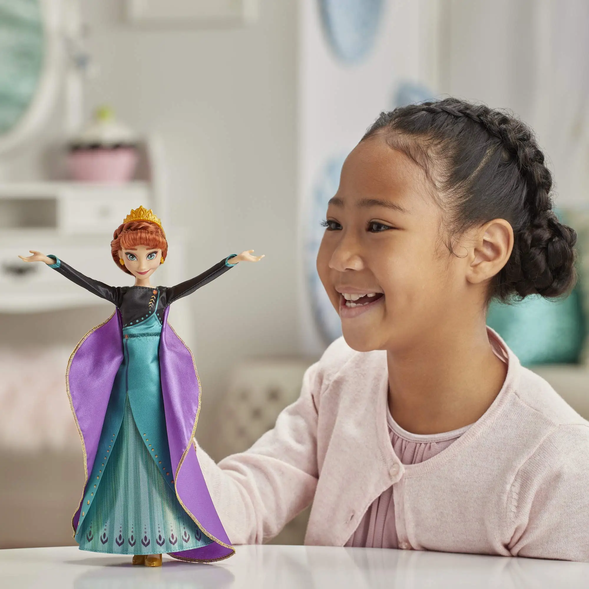 Oryginalny Disney Frozen 2 element ubioru do dźwięk i światło księżniczki mody anny śpiewającej lalka Model dziewczynka zabawka upominki świąteczne