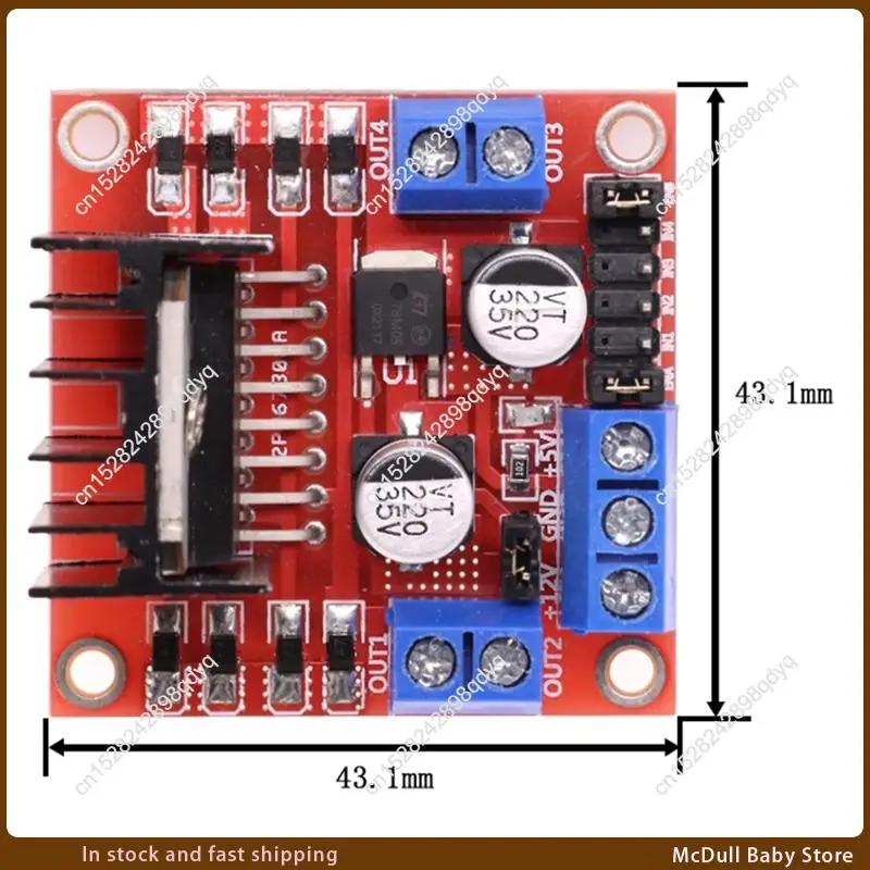 ABJA-L298N Modul Dual H-Brücke Schrittmotor Treiberplatine Modul 2A/25W, geeignet für Roboter und Smart Cars