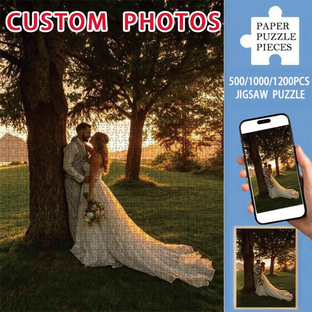 35/300/500/1000pcs Personalized Custom Photo Puzzle Couple Photos for Dad Grandmother Grandad Godmother