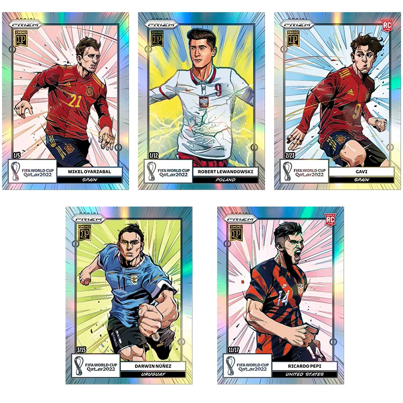 بانيني بريزم 2022 كأس العالم مانغا ليفاندوفسكي جافي FC برشلونة لتقوم بها بنفسك محلية الصنع نجم كرة القدم بطاقة التداول هدية عيد ميلاد مجموعة