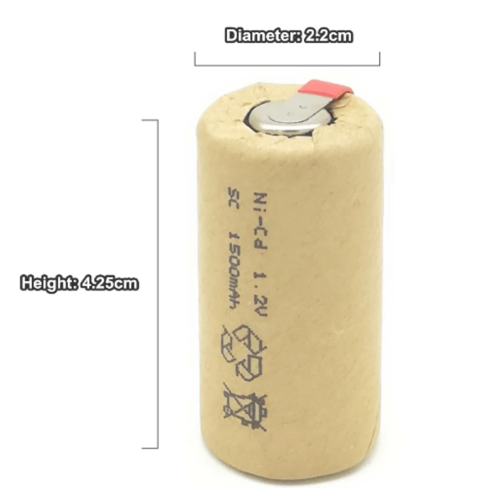 10pcs Ni-Cd Sc1500mah Sub C High Power 10c 1.2v Rechargeable Battery For Power Tools Electric Drill Screwdriver Vacuum Cleaner