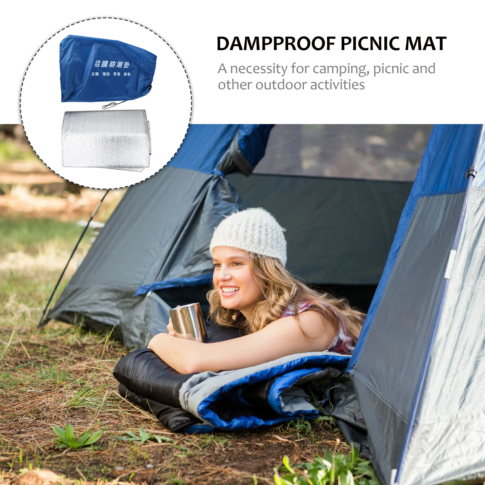 

Moisture-proof Mattress Camping Sleeping Pad Blanket Cover Large Silver Individual