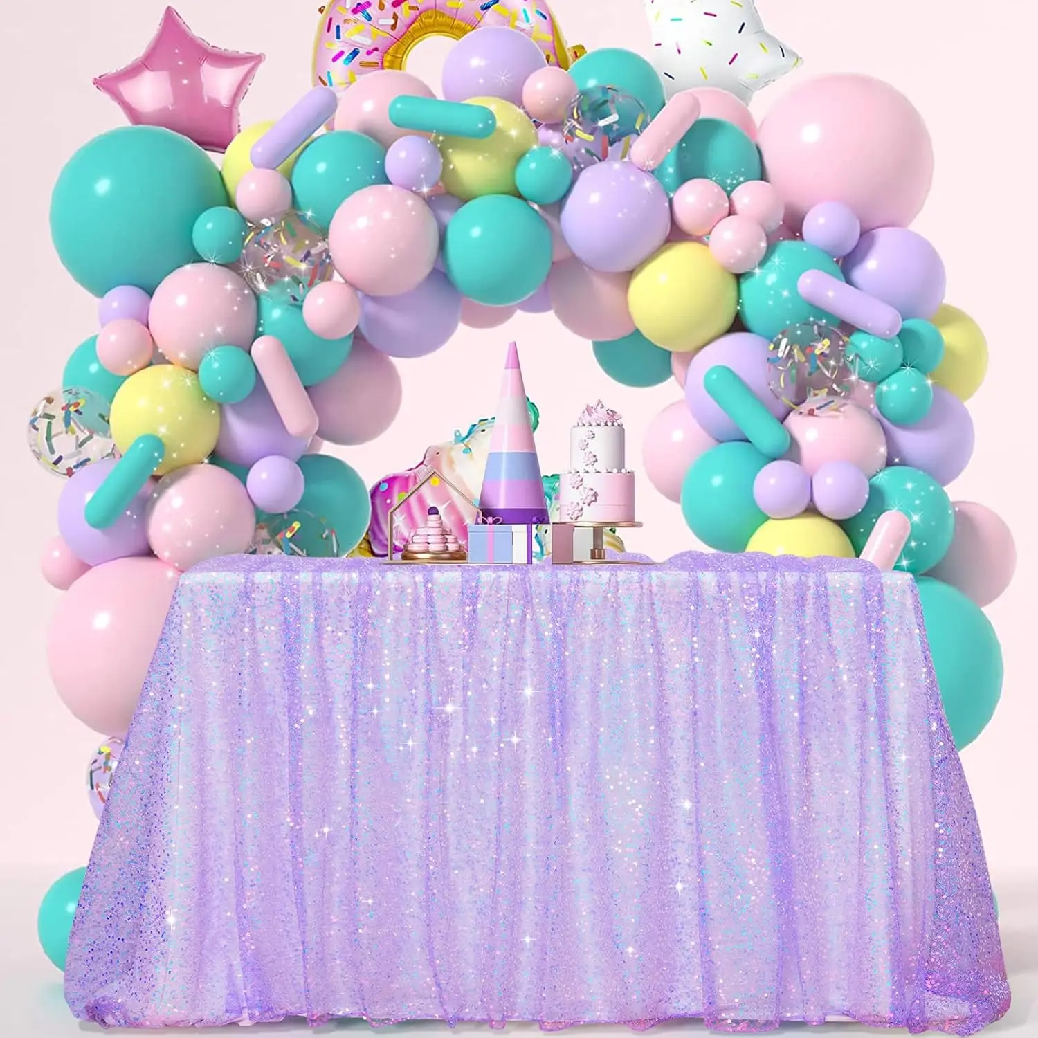 

Iridescent Sequin Tablecloth Rectangle Seamless Glitter Tablecloth for Baby Shower Mermaid Birthday Party Wedding Decoration