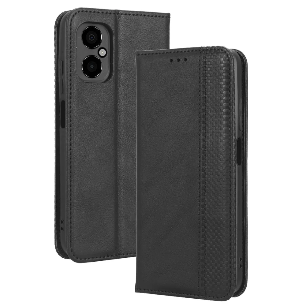 Flip Retro Style Leather Magnetic Closure Phone Cover For Xiaomi Poco M4 5G 6.58 inch Card Slot Wallet Fall prevention Case