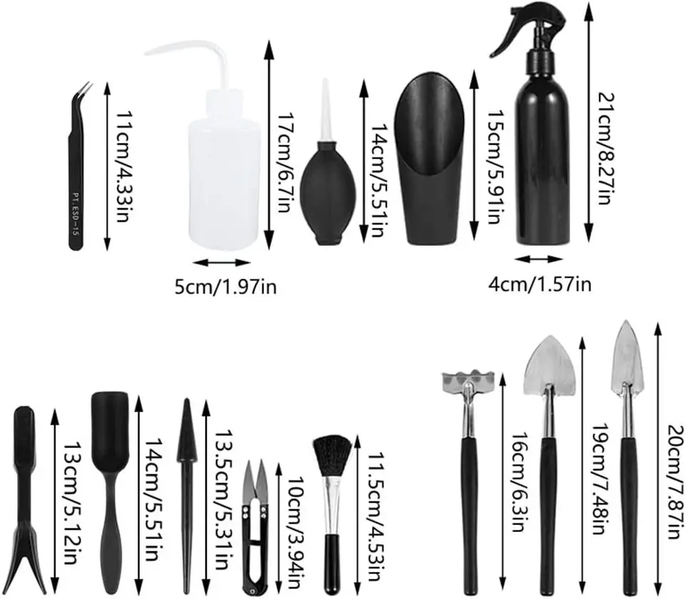 Conjunto de ferramentas de plantas suculentas, mini jardim, transplante manual, flor em miniatura, bonsai para interior e exterior