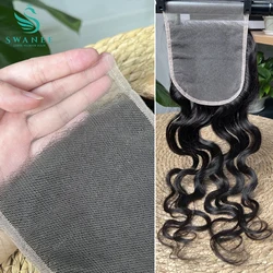 SWANEE 5X5 lace Closure Only Invisible Transparent Lace Melt Skins Water Wave Lace Closure Only Human Hair Remy Pre Plucked