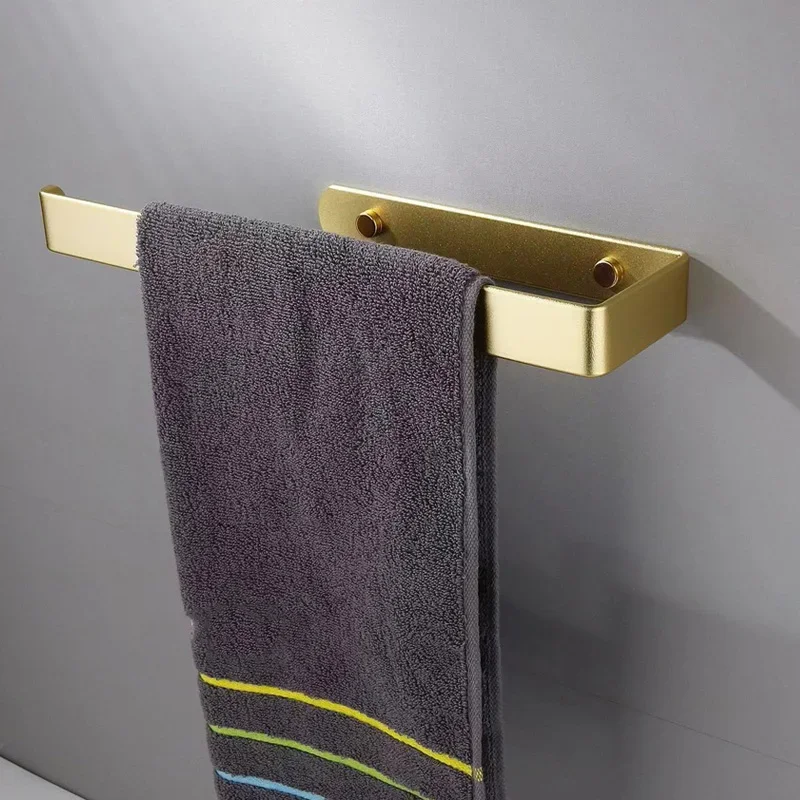 Golden Bathroom Robe Hook Towel Rail Rack Bar Kitchen Roll Paper Hand Towel Hanger Self Adhesive Storage Shelf Organizer No Dril