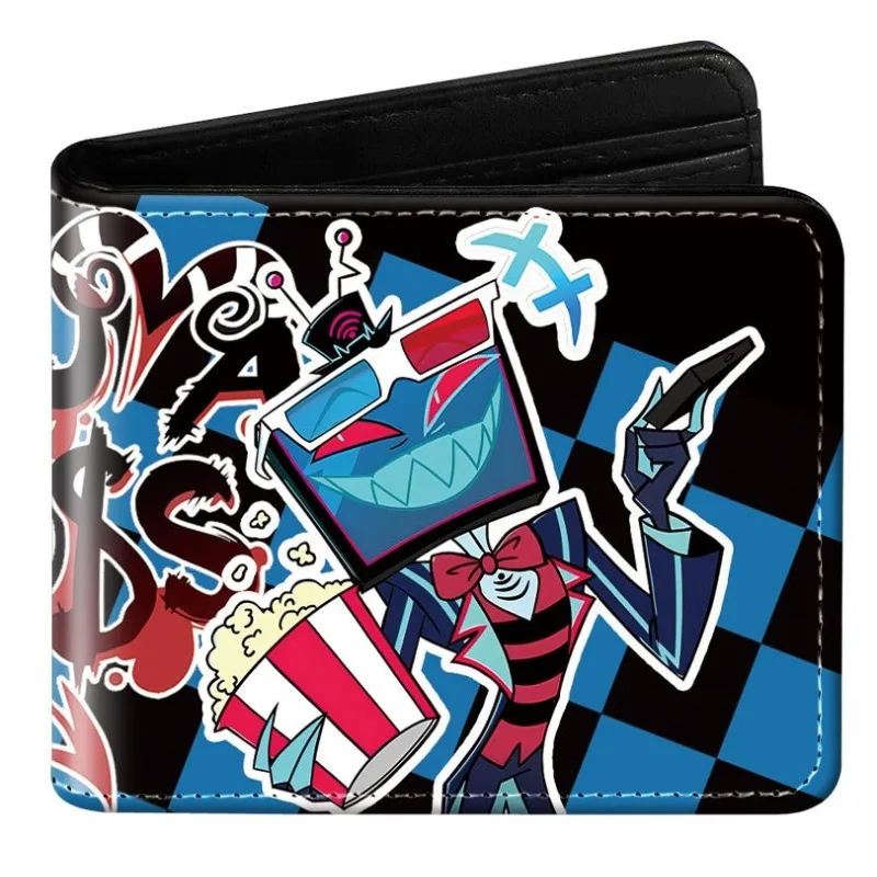 

Hazbin Hotel Popular Anime Cartoon Design Bi-fold Wallet Multi-functional Short Leather Card Bag for Game Fans