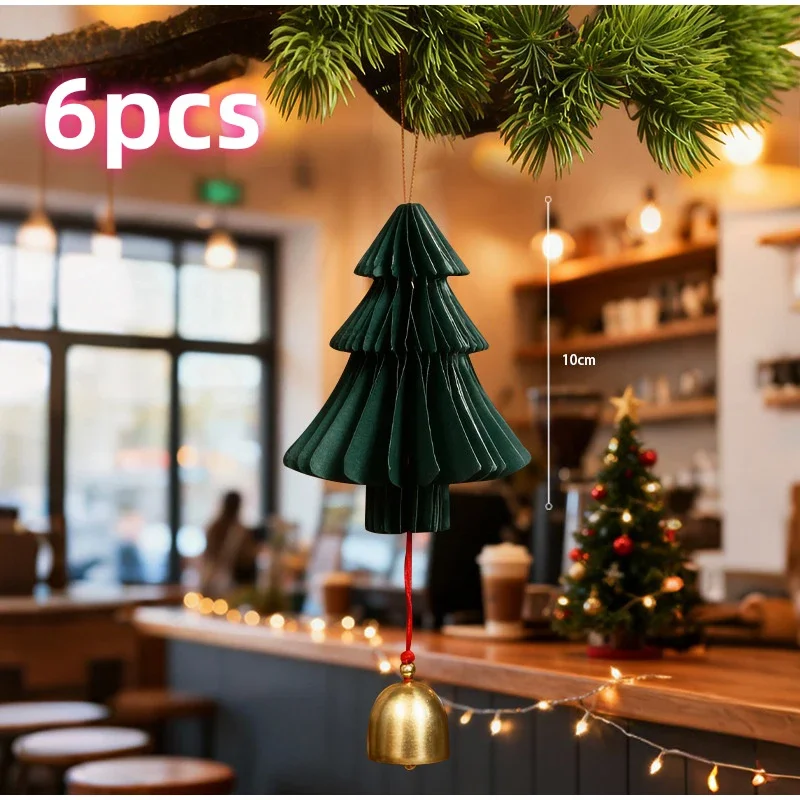 2/6 stücke Weihnachten Baum Waben Papier Glocke Tür Anhänger Festliche Atmosphäre Dekoration Weihnachten Ornamente Für Zuhause – Detail 2