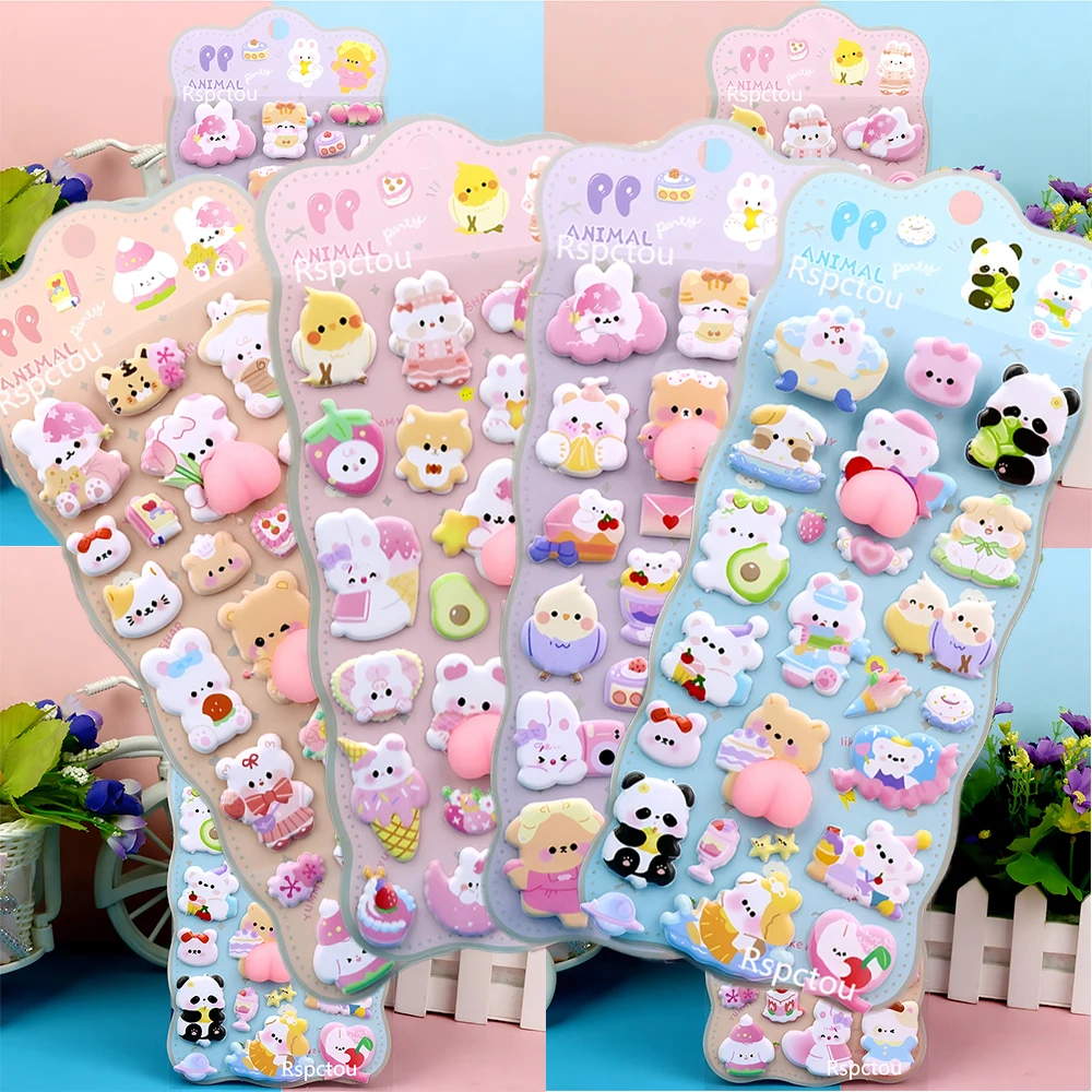 

4 шт., креативные наклейки с мультяшными животными, счастливые ягодицы, каваи, милый кролик, кошка, медведь, аниме, наградная наклейка, прижимная декомпрессионная игрушка