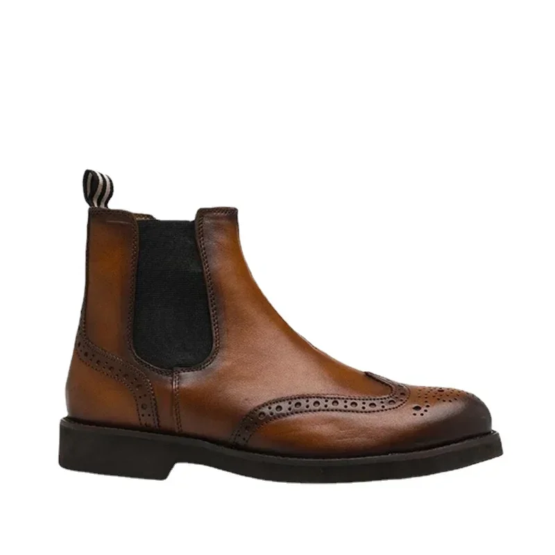 StephanBoots en cuir véritable pour hommes, Bottes de rinçage pour hommes, Chaussures Bullock décontractées, Style britannique, Haute qualité, Vintage