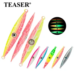 TEASER J111 UV Glow Metal Jig Fishing Lure Jigging Fishing Light Built-in Fish Eye Lamp Hard Metal Jigbait 120g 150g 200g 250g