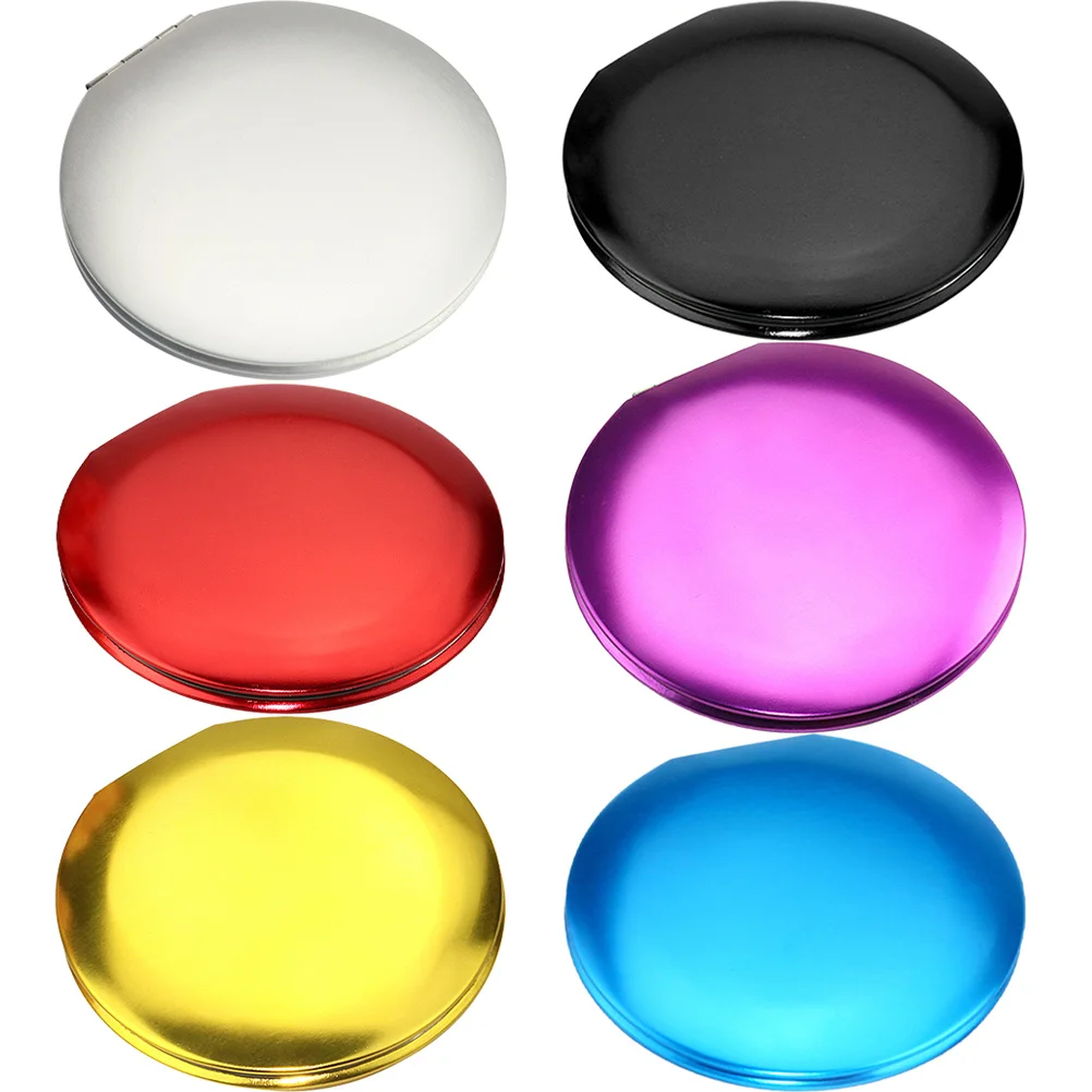 6 Stück kompakter tragbarer faltbarer Mini-runder kleiner Make-up-Spiegel, Taschen-Reise-Außenspiegel, leicht, praktisch