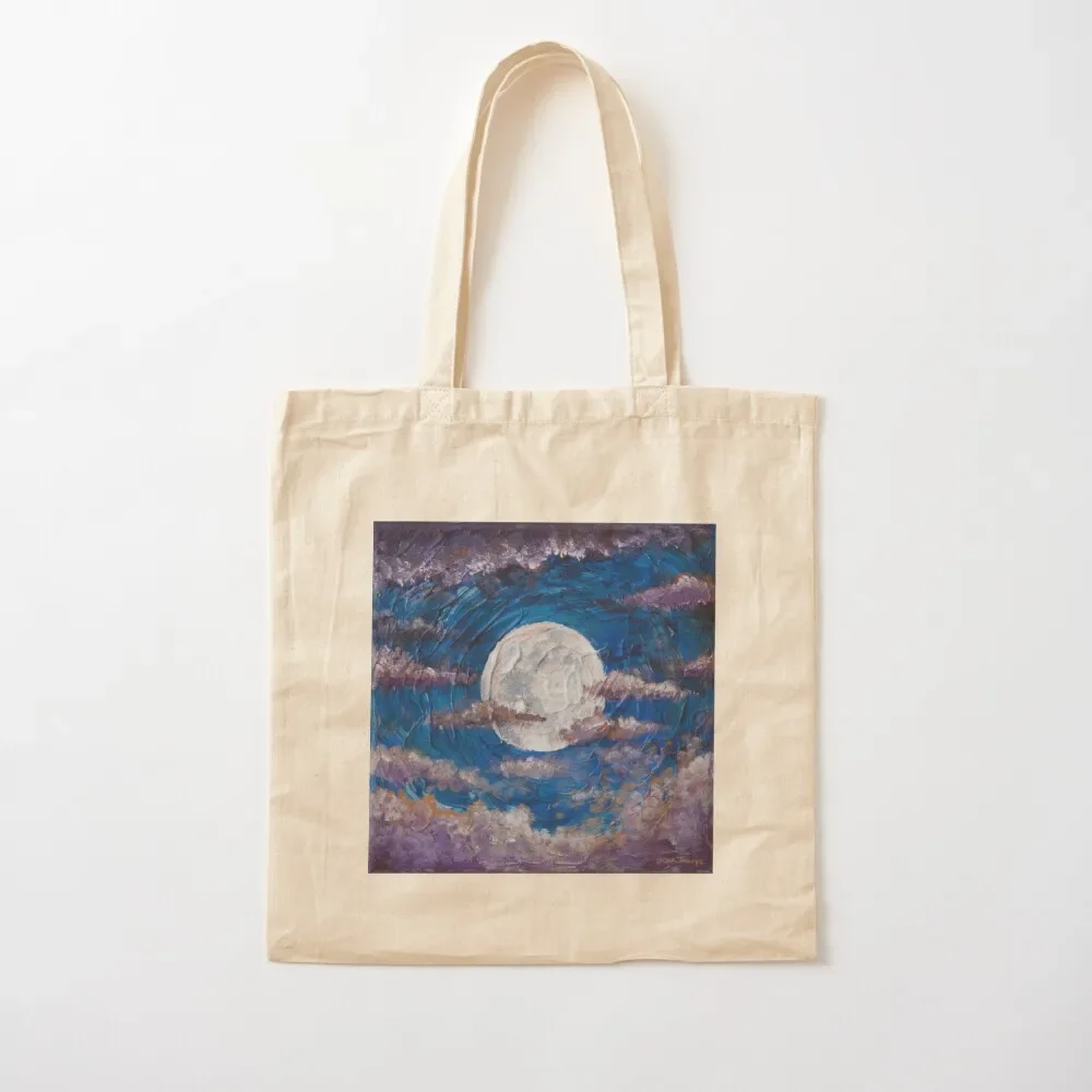 

Cloudy Night Acrylic Moon Painting Tote Bag Canvas Big bag women women bag shopper women