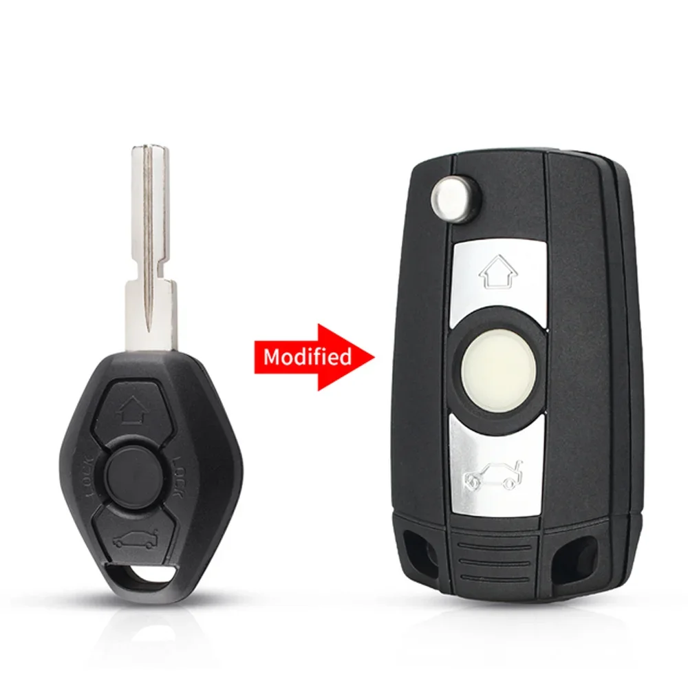 XNRKEY 3 Buttons Modified Remote Flip Key Shell for BMW E46 E36 E38 E39 E83 E53 Z3 Z4 X3 X5 325i 3 5 7 Series HU92/HU58 Blade