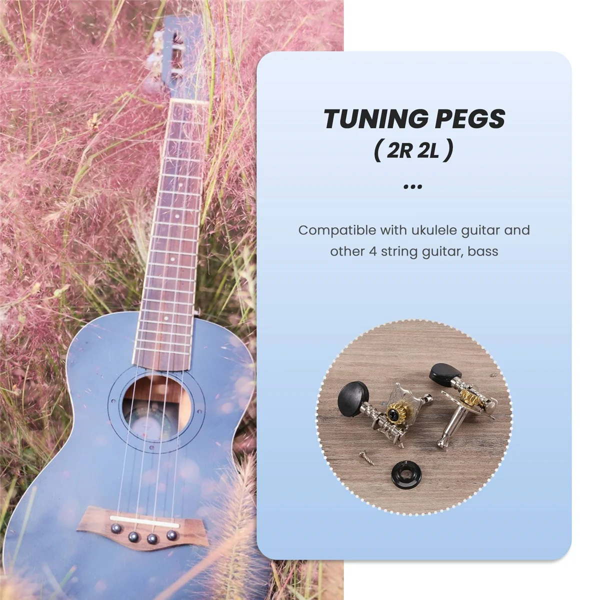 Tuning Pegs Tuners Machine Heads 2R 2L for 4 String Ukulele Guitar Bass Parts Repair Tools Kits Accessory