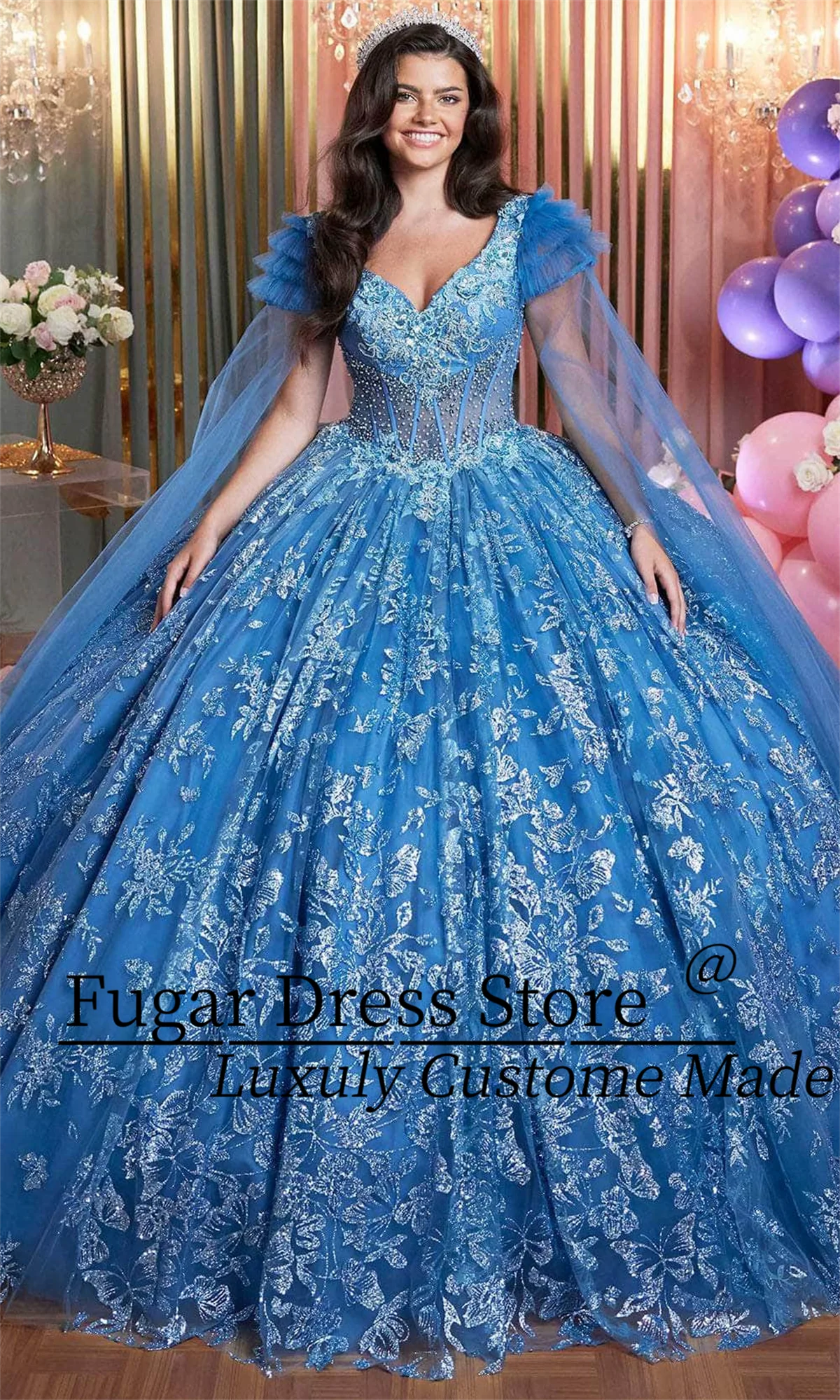 

Элегантные платья Quinceanera по индивидуальному заказу, уникальные бальные платья с v-образным вырезом и сексуальной талией, изысканные жемчужные бусины для выпускного вечера Sweet 15, бальные платья для девочек