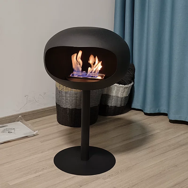 Freestanding  Fireplace - Oval Sphere Design Smokeless Real Flame  Fire Pit For Indoor  Decor
