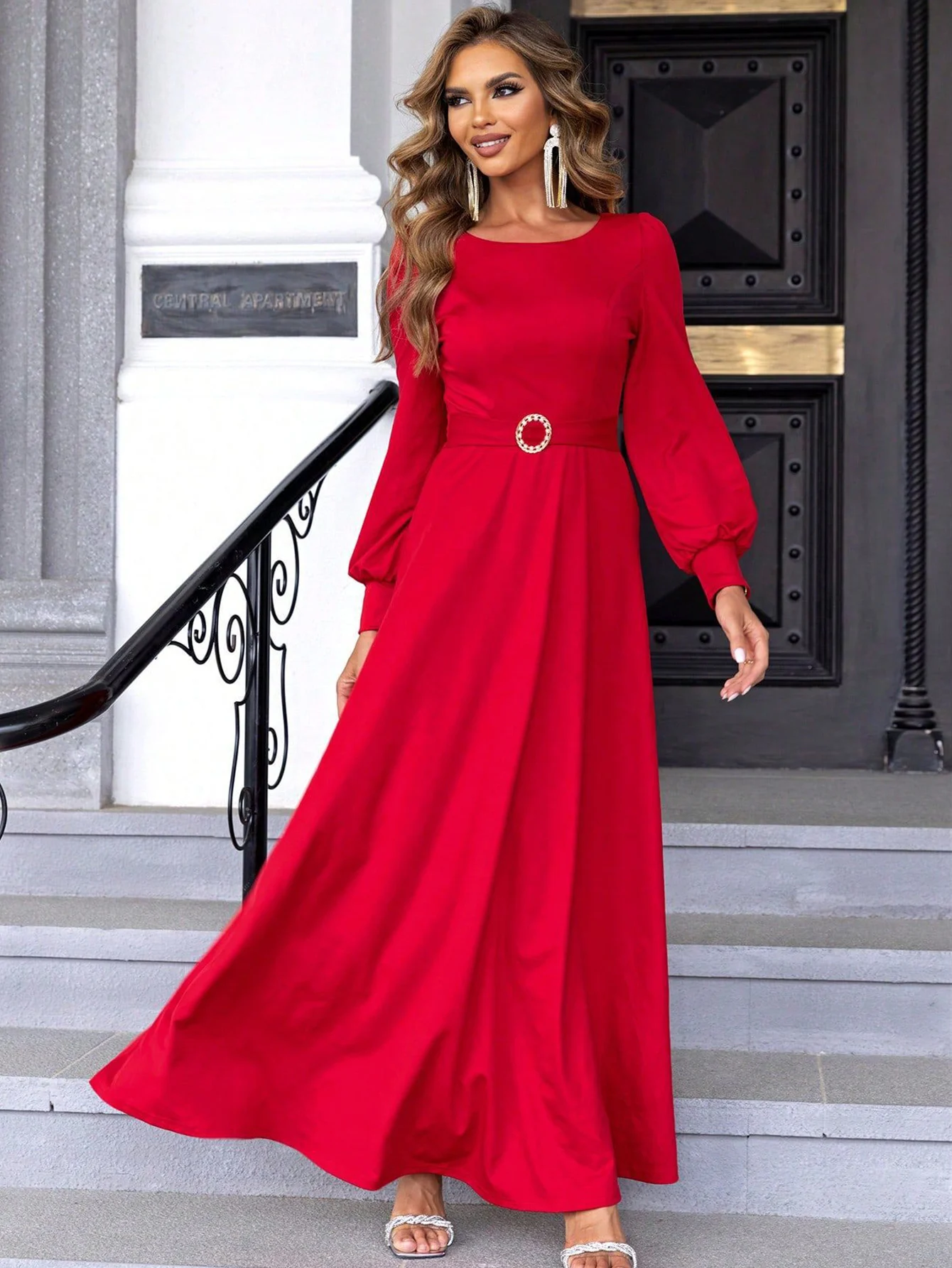 Sexy red satin maxi summer dress women elegant formal prom long sleeve evening dresses woman luxury birthday party dress vestido