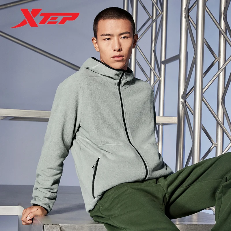 Xtep Knitting Jacket For Men 2023 Winter Hooded Sporty Classics Men\'s Coat Comprehensive Training  Outdoor Tops 877429940033