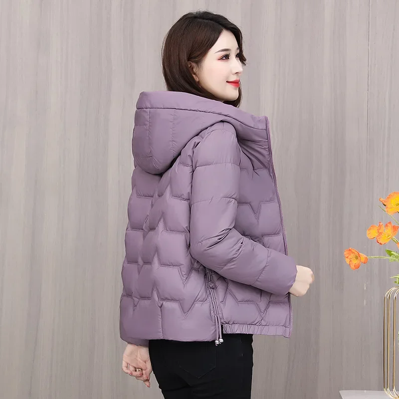

Фиолетовая пуховая хлопковая куртка для женщин, зимнее новое ветрозащитное теплое пальто для среднего и легкой модной свободной стеганой одежды