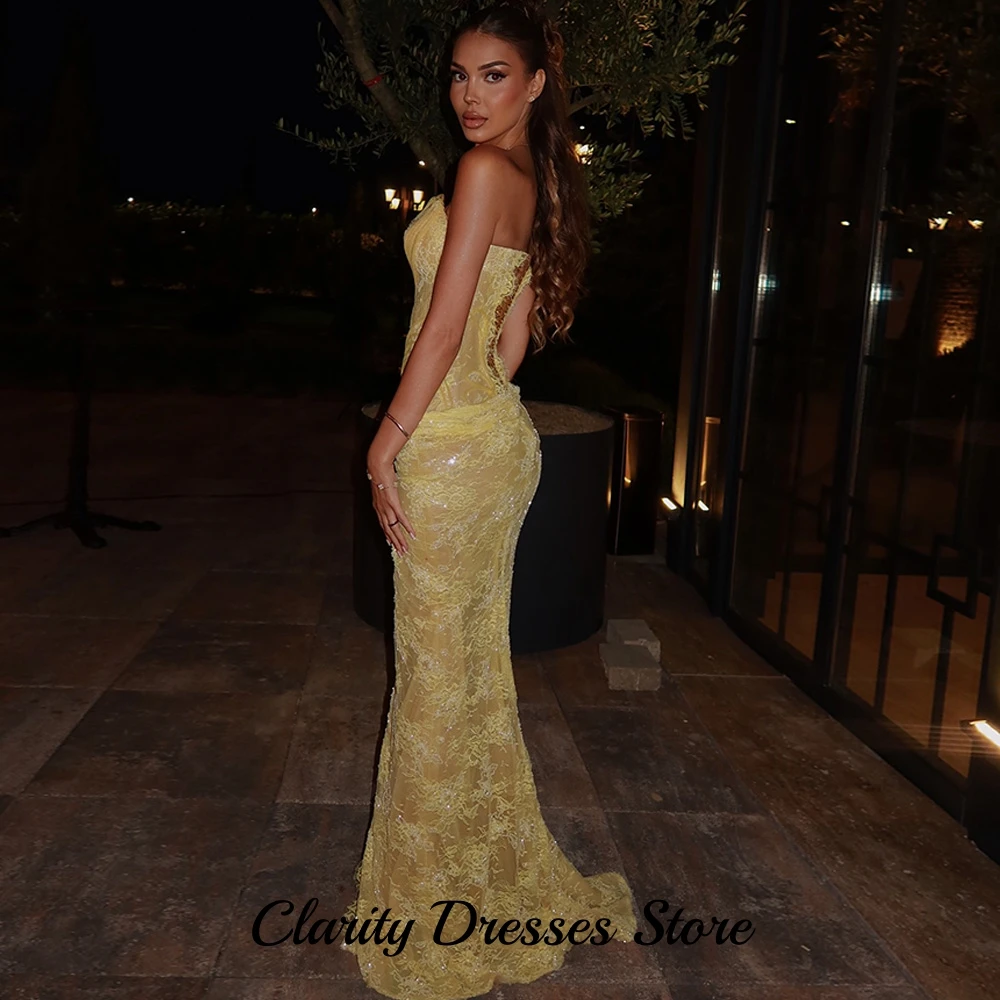 Sexy Customized Side Slit Sweetheart Evening Dress Elegant Lace Up Back Celebrity Gowns Charming Appliques Lace Prom Dresses image 2