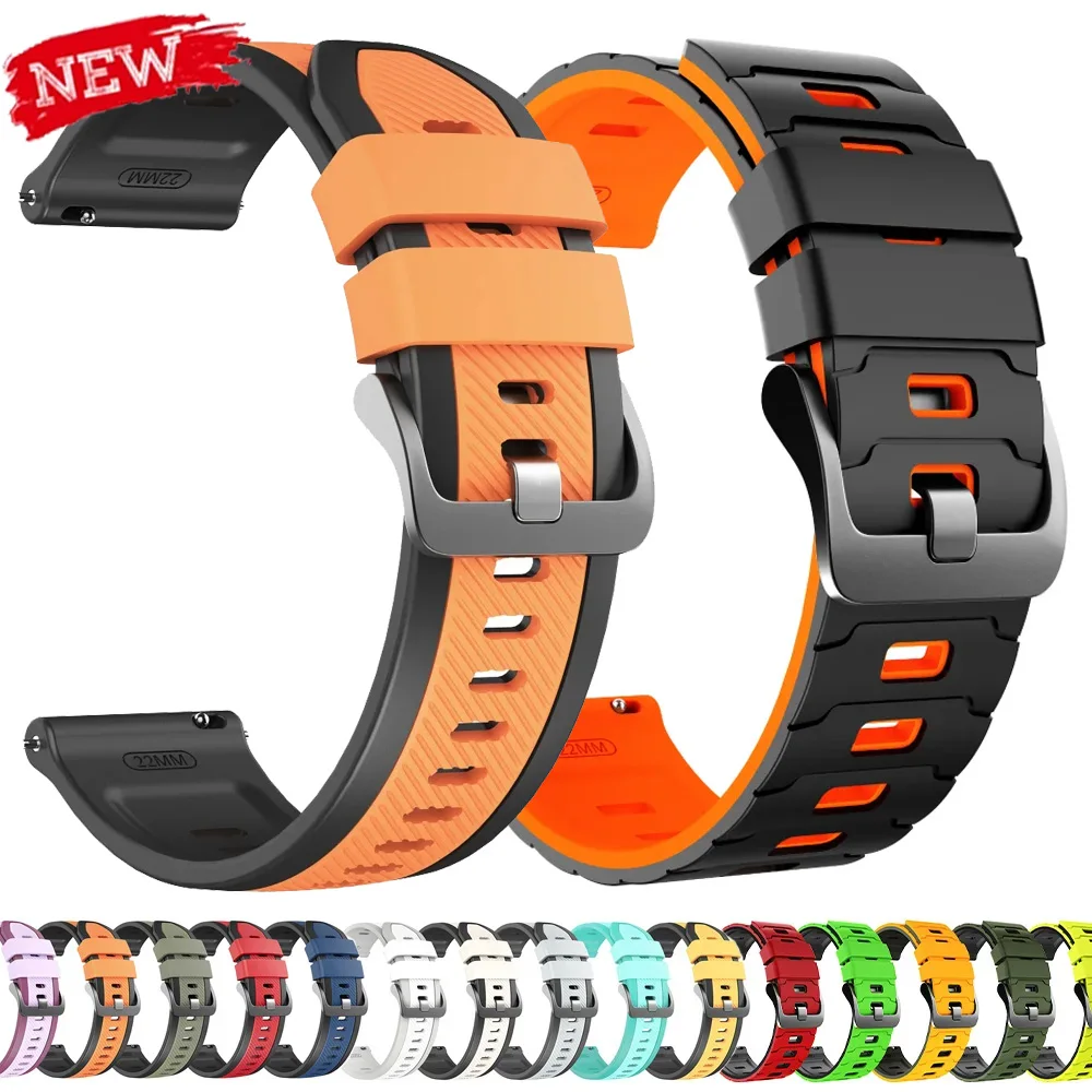 22mm Two-color Blocking Strap for Huawei Watch GT7 7Pro 46mm Silicone Bracelet for Huawei Watch GT6 Pro GT5 46mm Band Correas