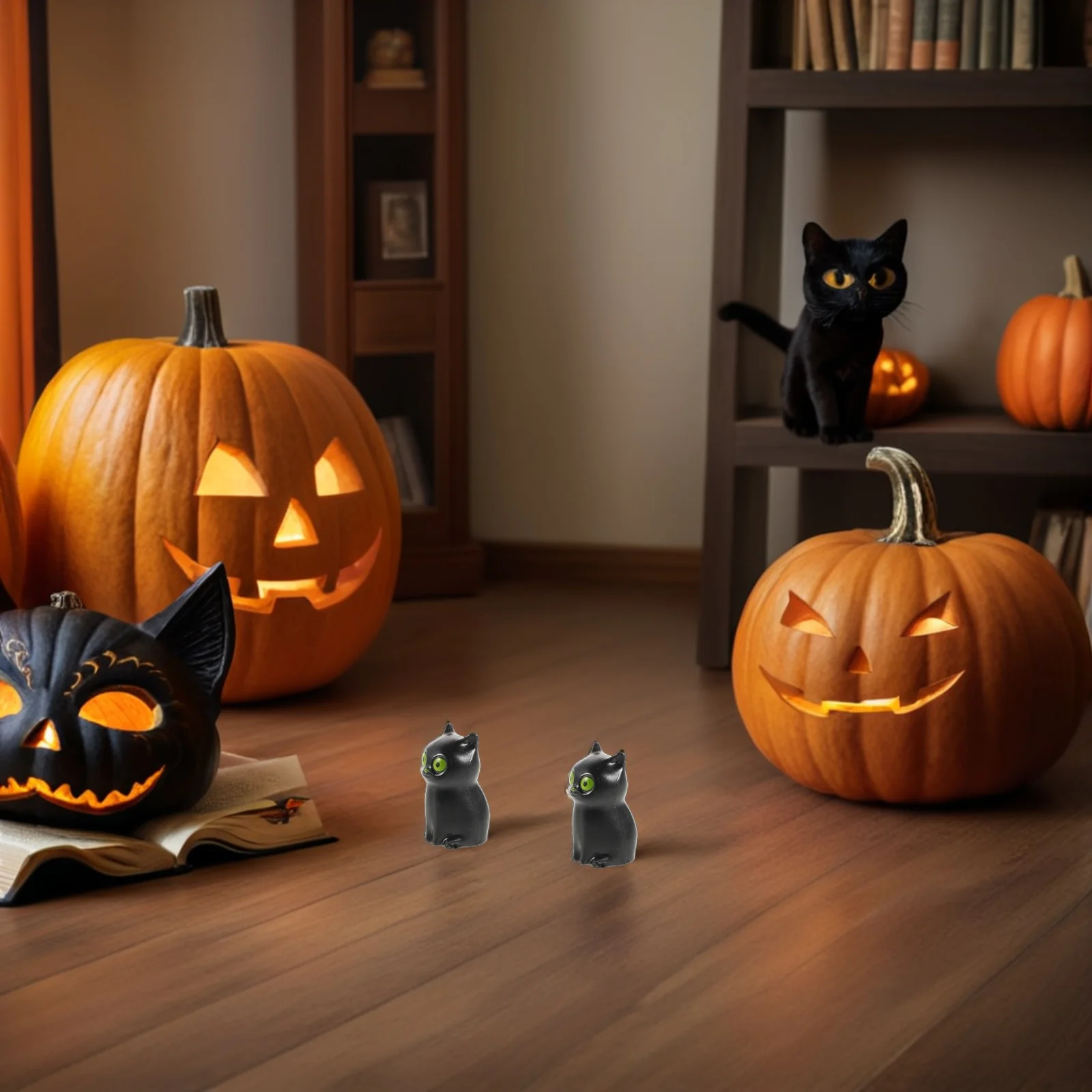 

100Pcs Halloween Cat Figurines Miniature Ghost Kitten Decorations Unique Horror Theme Party Favors Tiny Animal Statues Tabletop