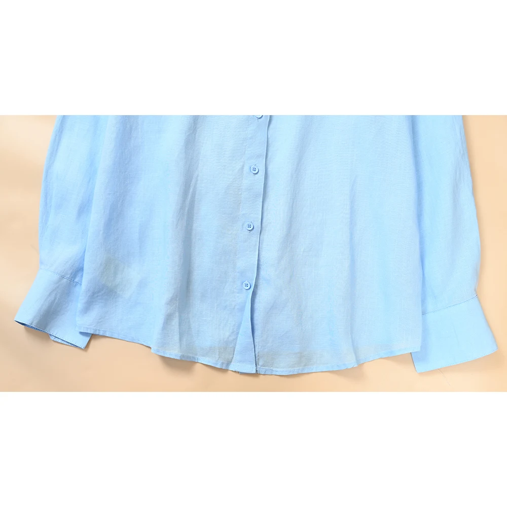 New Women's Loose Casual Versatile Long Sleeve Shirt Simple Flip Collar Comfortable Breathable Skin-Friendly Spring Fashion