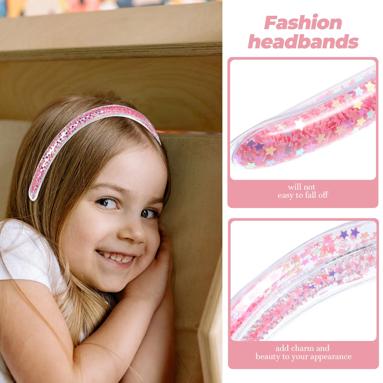 

Набор из 5 блестящих повязок на голову для женщин: модные широкие ободки с эффектом зыбучих песков и пайетками для повседневного использования