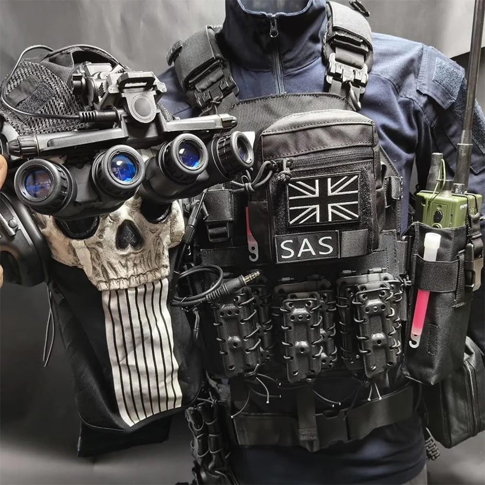 Airsoft Call of Duty 19 COD Ghost Nightwar Style Plate Carrier & Helm Set Call of Duty 19cos Service Comic Exhibition Equipment