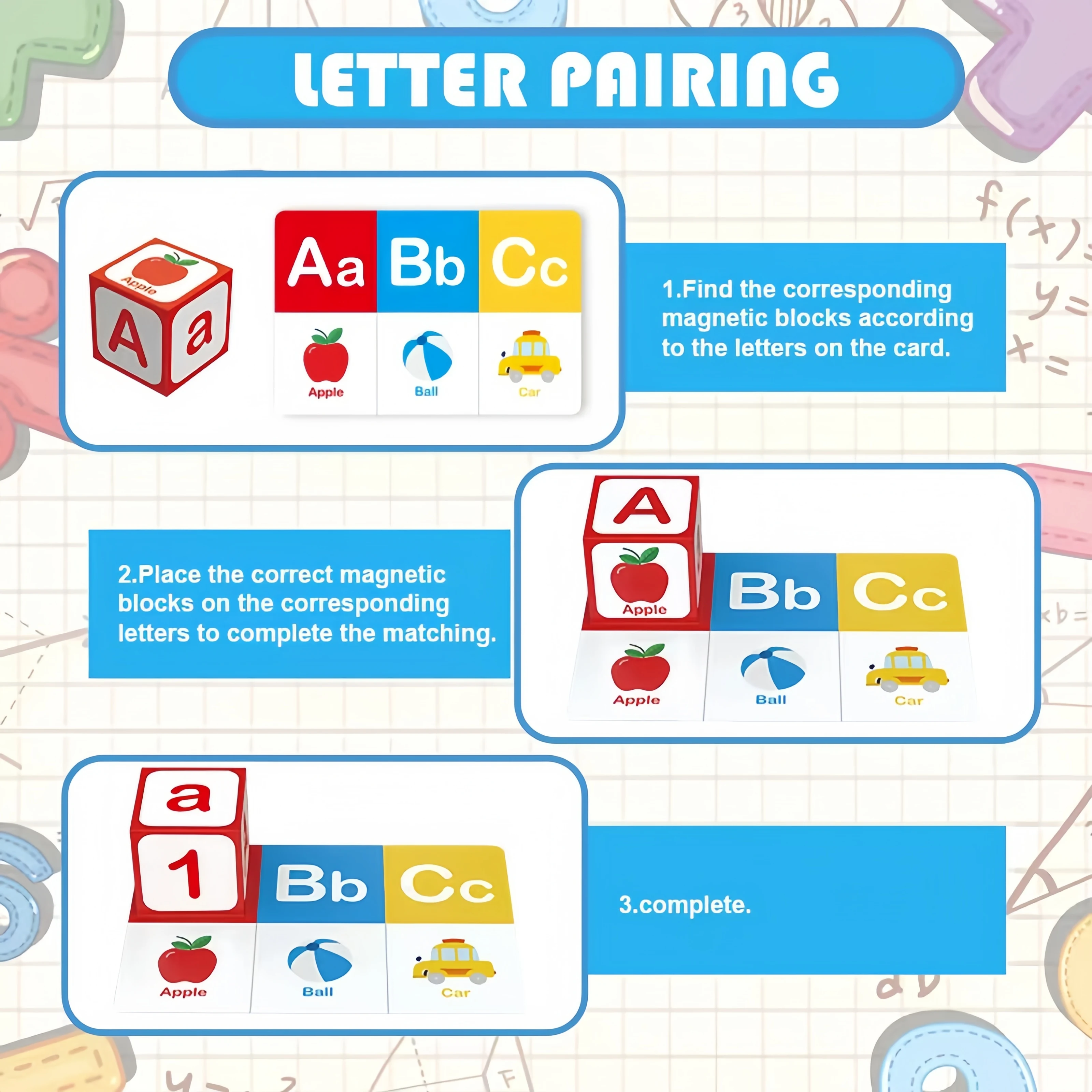 Blocos magnéticos para números de aprendizagem, letras, formas, jogo de construção e cubo de construção, montessoriSensoryToyGiftfor3-6yearOld