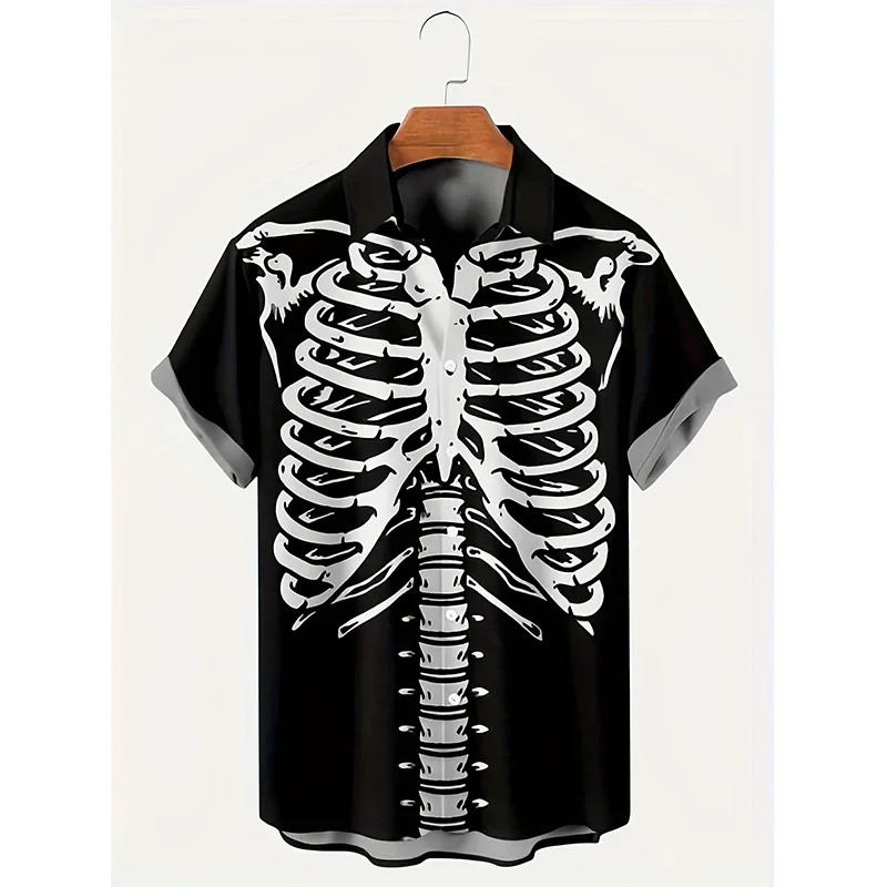 

Horror Skeleton Hawaiian Beach Shirts Skull 3D Print Streetwear Men Women Casual Fashion Short Sleeve Shirt Blouse Man Clothing