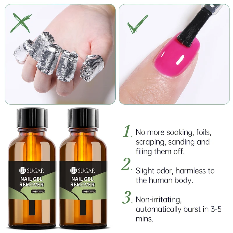 UR SUGAR-Dissolvant rapide pour vernis à ongles, gel UV LED, recharge magique, nail art, manucure, 30 ml, 50ml, 3 à 5 minutes