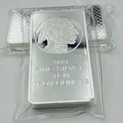 Non Magnetic 10 OZ Abt Liberty Buffalo Silver Plated Badge Coin Collectible Decoration Commemorative Bar